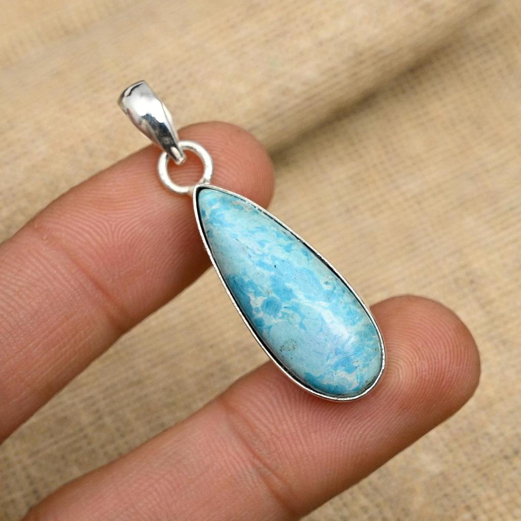 Великолепный ювелирный кулон ручной работы из стерлингового серебра 925 пробы с драгоценным камнем Ларимар для нее