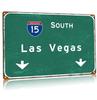 Металлические таблички Лас-Вегас Указатель направления Interstate 15 South, Шоссе Аэропорт Винтажная уличная табличка Фермерский дом Гараж Клуб Ва