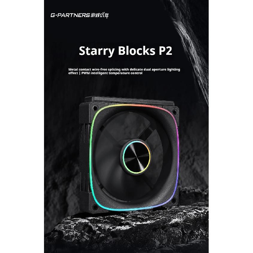 G-PARTNERS Interstellar P2 Компьютерный вентилятор ARGB PWM 120 мм Металлические контакты корпуса компьютера Беспроводное соединение Вентилятор-конструктор Двойное отверстие