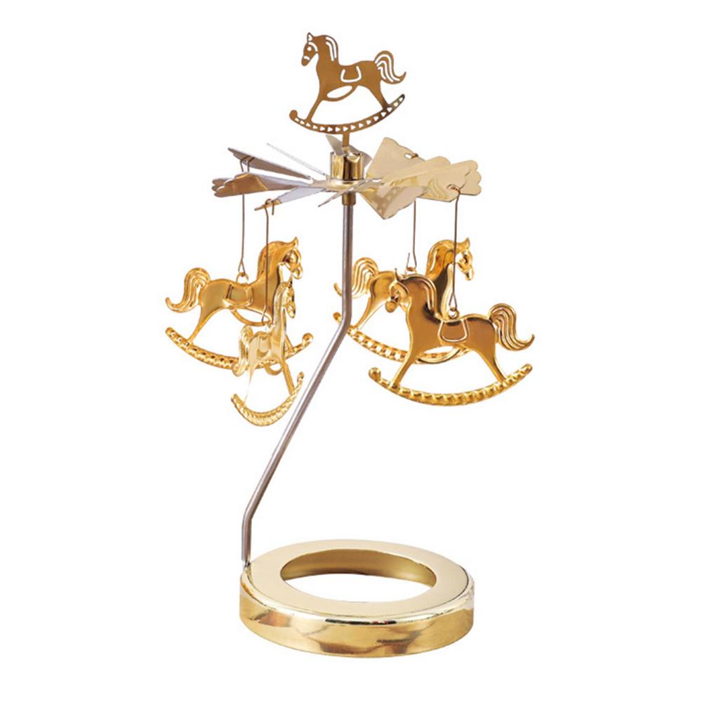 Gold Candlesticks Rotating Tray Christmas Romantic Rotation Spinning Carrousel Tea Light Candle Holder Dinner Wedding Bar Party