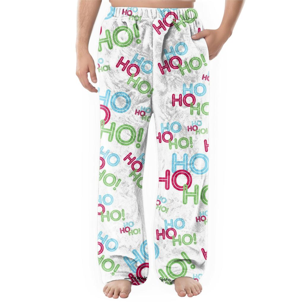 Men's Flannel Pocket Casual Pants, Printed Pocket Casual Pants, Home Sleeping Pants