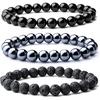 WFJ Black Obsidian Hematite Triple Protection Bracelets Set - Tiger Eye Beaded Natural Stone Bracelet for Men Women Gemstone (10MM)