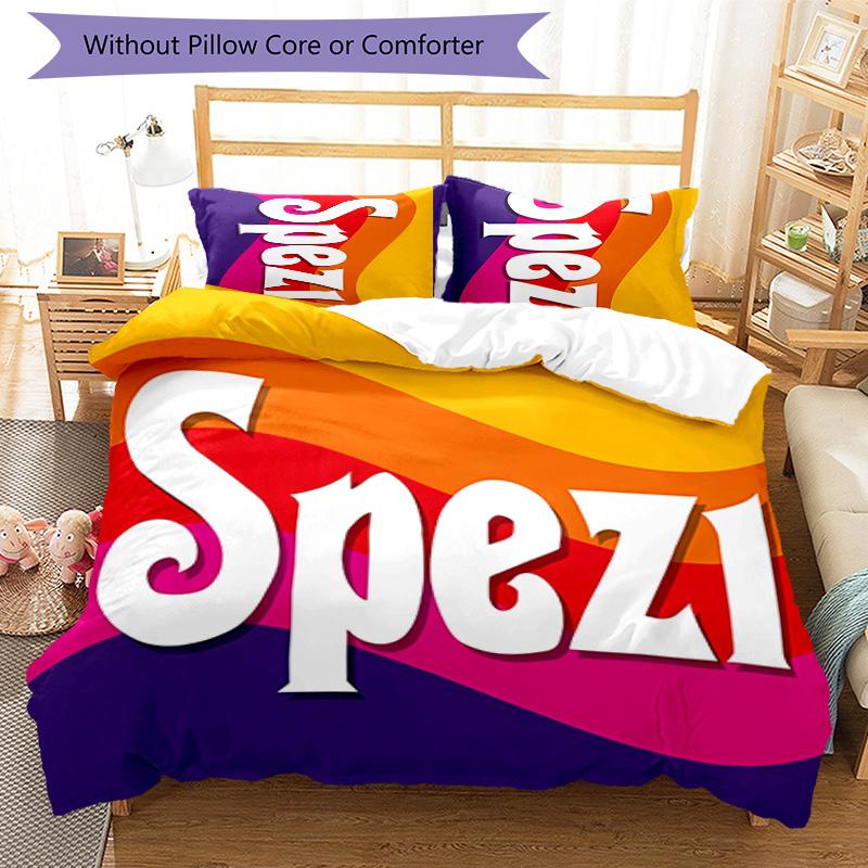 3pcs Spezi logo pattern bedding set duvet cover set includes duvet cover &pillowcases, perfect all season bedroom decoration & gift