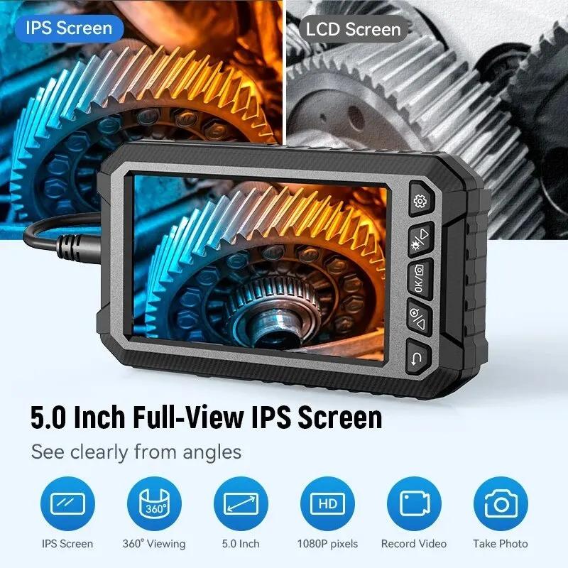 5,0-дюймовая IPS 1080P HD эндоскопическая камера с 3 объективами и классом водонепроницаемости IP67