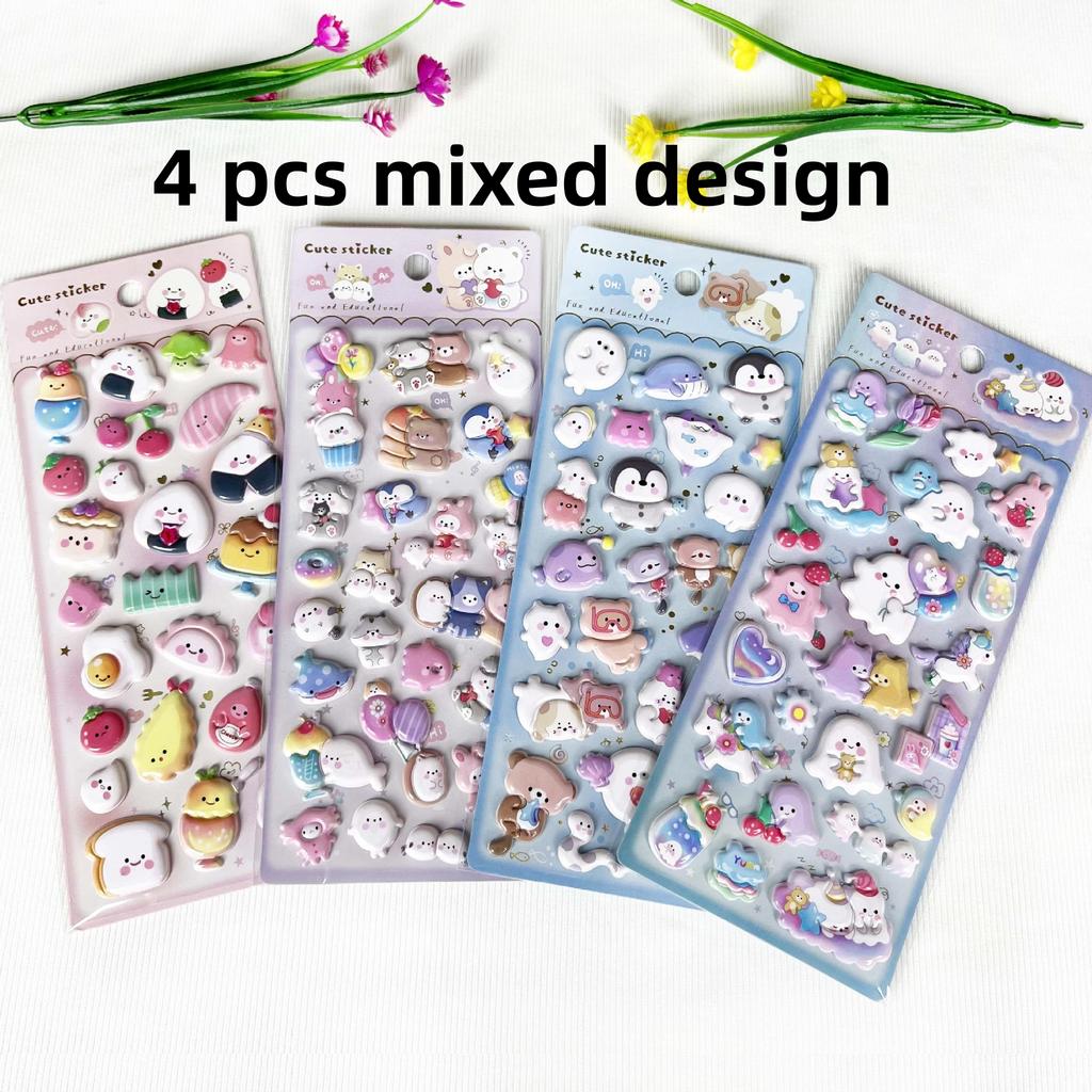 4 шт. Новые мультяшные 3D наклейки из пеноматериала с пингвином-привидением для скрапбукинга, DIY, дневника, канцелярские наклейки, милый декор, школьные принадлежности