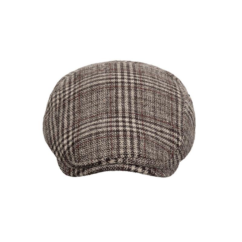 Plaid Beret Men's Autumn Winter Thick British Woolen Peaked Cap Newsboy Caps for Men Forward Cap Paintsman's Cap Driver Ivy Hat