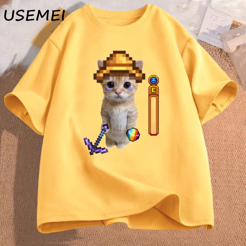 Stardew Valley El Gato T Shirt Unisexs Clothes Streetwear High Quality Cotton Short Sleeve Game Graphic T Shirts Streetwear Tees