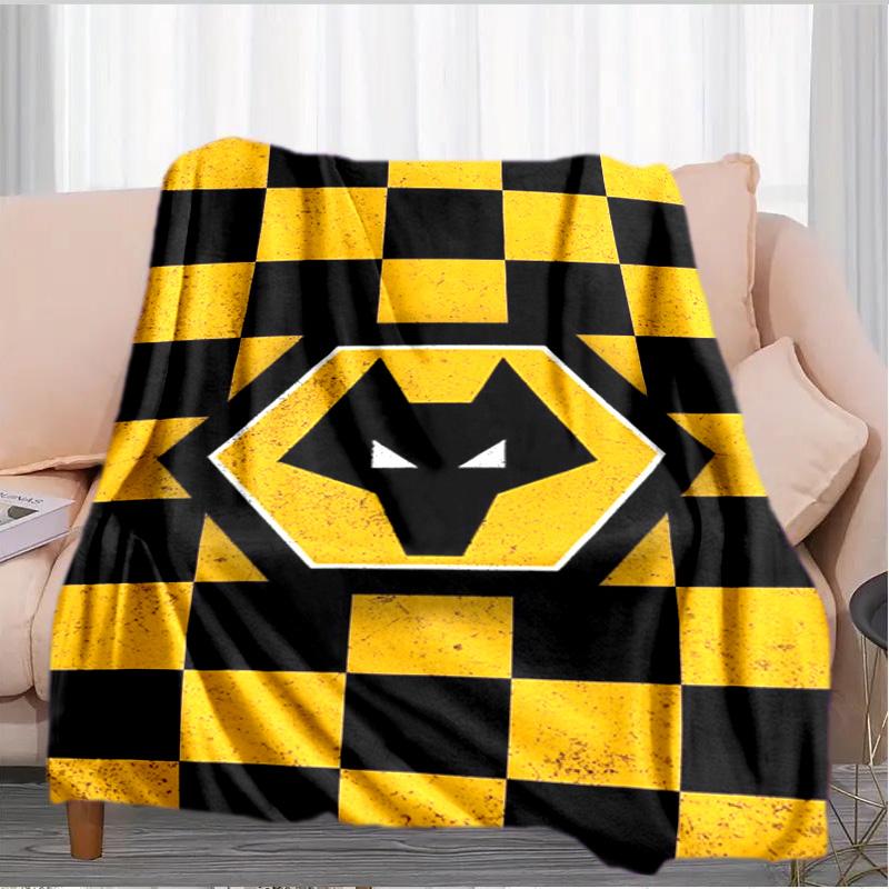 Wolves Team Emblem Printed Throws Blanket Soft Flannel Blankets for Couch Bed Gifts for Men Women Picnic blanket Christmas gifts