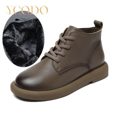 Женские осенние и зимние кожаные ботильоны, повседневные и удобные студенческие ботинки Marton для девочек