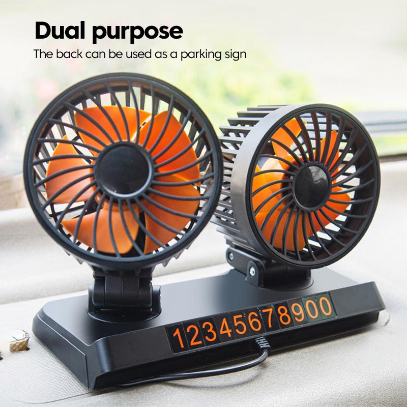 Fan For Car USB Double Fan Portable Fan Air Cooling Fan 360 Degree Rotation Office Fans Portable 3 Head Fan Mini USB Desktop Fan