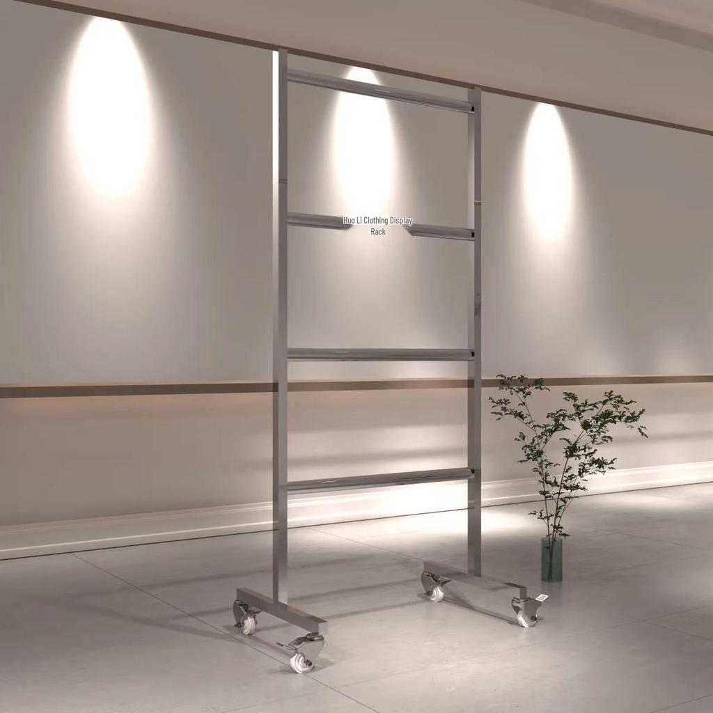 Stainless Steel Multi-Layer Clothes Rack: Floor-Standing, Large Capacity, Brushed Silver for Men and Women’s Pants.