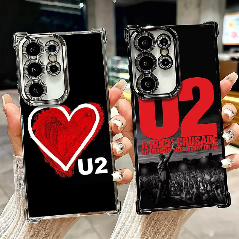 U-U2 Rock Band Plating Phone Case For Samsung Galaxy S24 S25 FE S26 Edge S23 Ultra S22 S21 Plus S20 Anti-Fall Airabag Cover