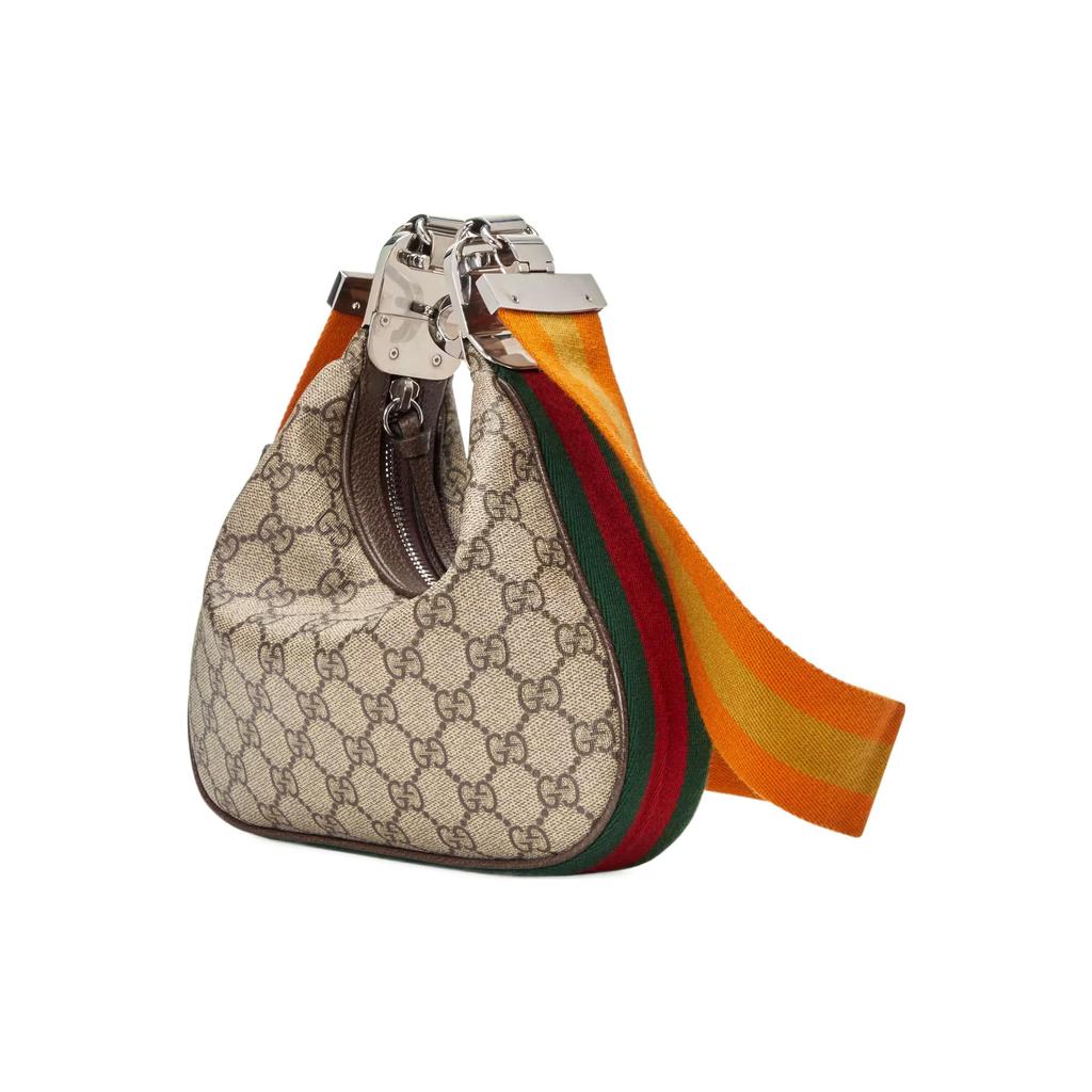 Gucci Сумка-пельмень с фурнитурой из палладия, холст, отделка кожей, женские сумки 699409-96GRN-4091