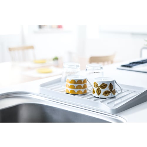 Richell Plastic Draining Tray, White, 41 x 28 x 5 cm, Shelly, Small, with Drainage Tray Stopcock, Reversible, Antibacterial