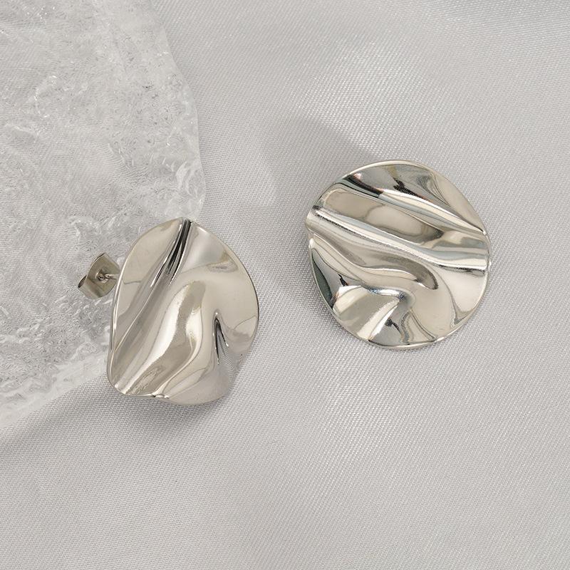 Металлическая сталь геометрические масляные складки нерегулярные серьги-игл для ушей женские нишевые ретро серьги из нержавеющей стали женские