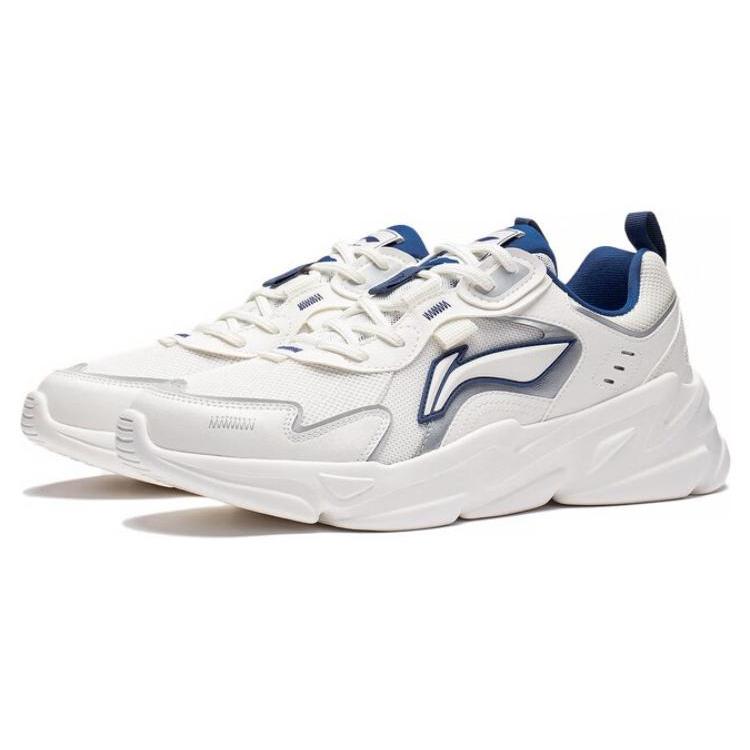 Li Ning Cloud Sea Нескользящие износостойкие Низкие спортивно-повседневные кроссовки Мужские Цвет: Туманно-белый Серебристый AGCT153-2