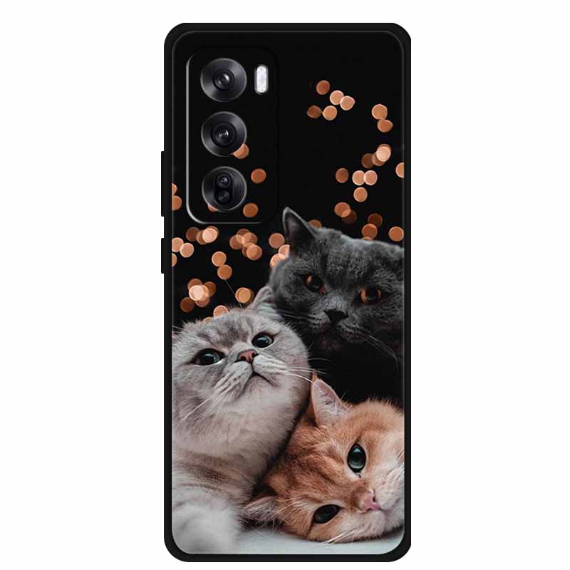 Чехол для OPPO Reno 12 / Reno12 Pro Глобальная версия Модный Принт Мягкий Силиконовый Задний Чехол Для Reno12 Pro Чехол с Кошкой Reno12 5G