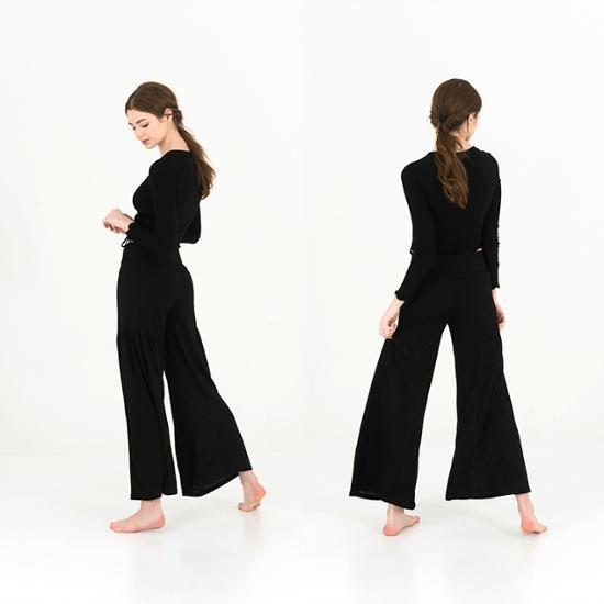 RYMD Высокая талия окантовка широкая юбка брюки черный