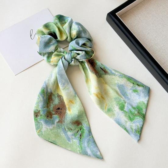 Hair Tie for Women, Silk-Like Fabric Soft Touch Hair Rope, Artistic Oil Painting Print Hair Band for Low Ponytail Versatile Hair Accessories