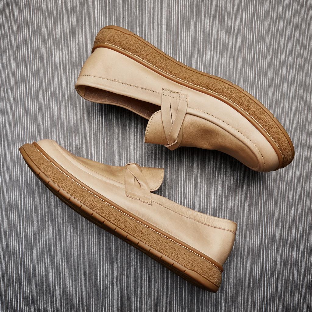 British Leather Foot Cover One Pedal Loafers Men'S Breathable Business Low-Top Casual Leather Shoes Soft-Soled Beanie Shoes Men