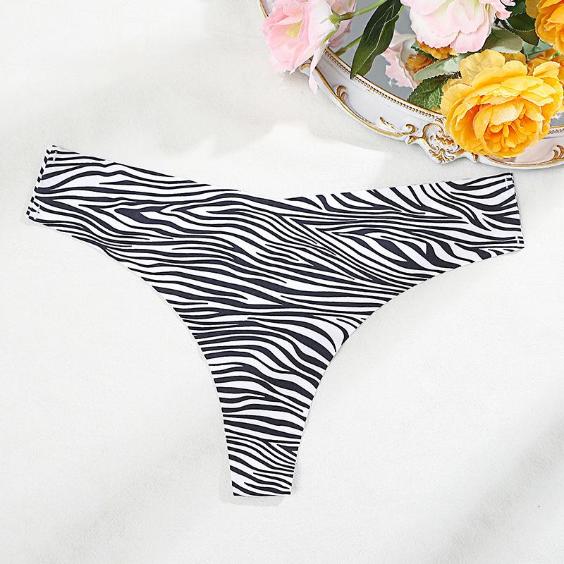 Сексуальные стринги большого размера с леопардовым принтом, низкая посадка, ледяной шелк, хлопковая ластовица - Европейский и американский стиль