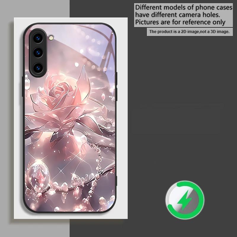 Розы цвета ледяного кристалла Для Samsung Galaxy S26 Ultra S20 FE S21 S22+ S23 Plus S24 Ultra 25 Edge Для Magsafe Стеклянный чехол для телефона