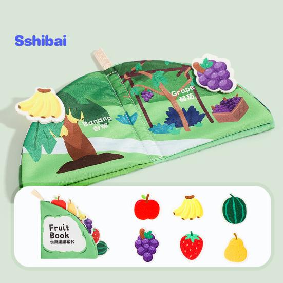 Baby Cloth Book Vegetable Fruit Animal Dinosaur Family Member, Tear-resistant Washable Early Education, Infant Boy Girl Crinkle Sensory Book