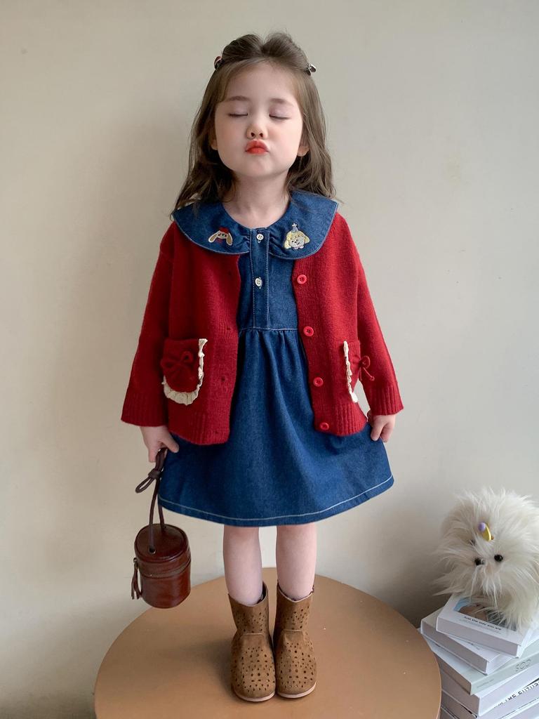 Стильный джинсовый комплект из двух предметов для девочек на весну/осень 2025 года