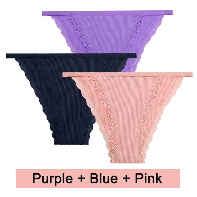 3PCS/Set Lace Women Panties Cotton Underwear Female Lingerie Sexy Panties for Female Intimates Finetoo Ladies Lace Pantys S-XL