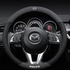 QiuFu Совместимая крышка рулевого колеса Mazda для всех оригинальных кожаных премиальных специальных автомобилей, размер M, черная, для CX-3/CX-4/CX-5/CX-8/Atenza/Axela/Dimeo