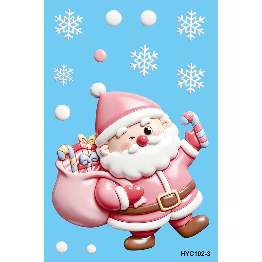 9Pcs PVC Christmas Window Stickers Removable Holiday Window Decals New Year Party Decor