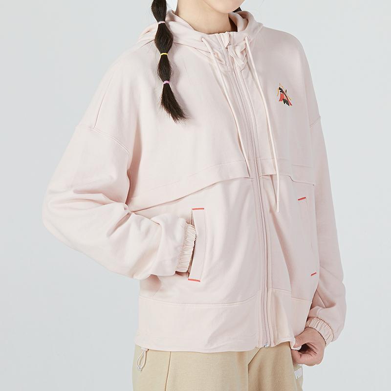 Puma Толстовка с капюшоном на молнии для кемпинга с геометрическим узором и логотипом, женская, розовая, 537429-48