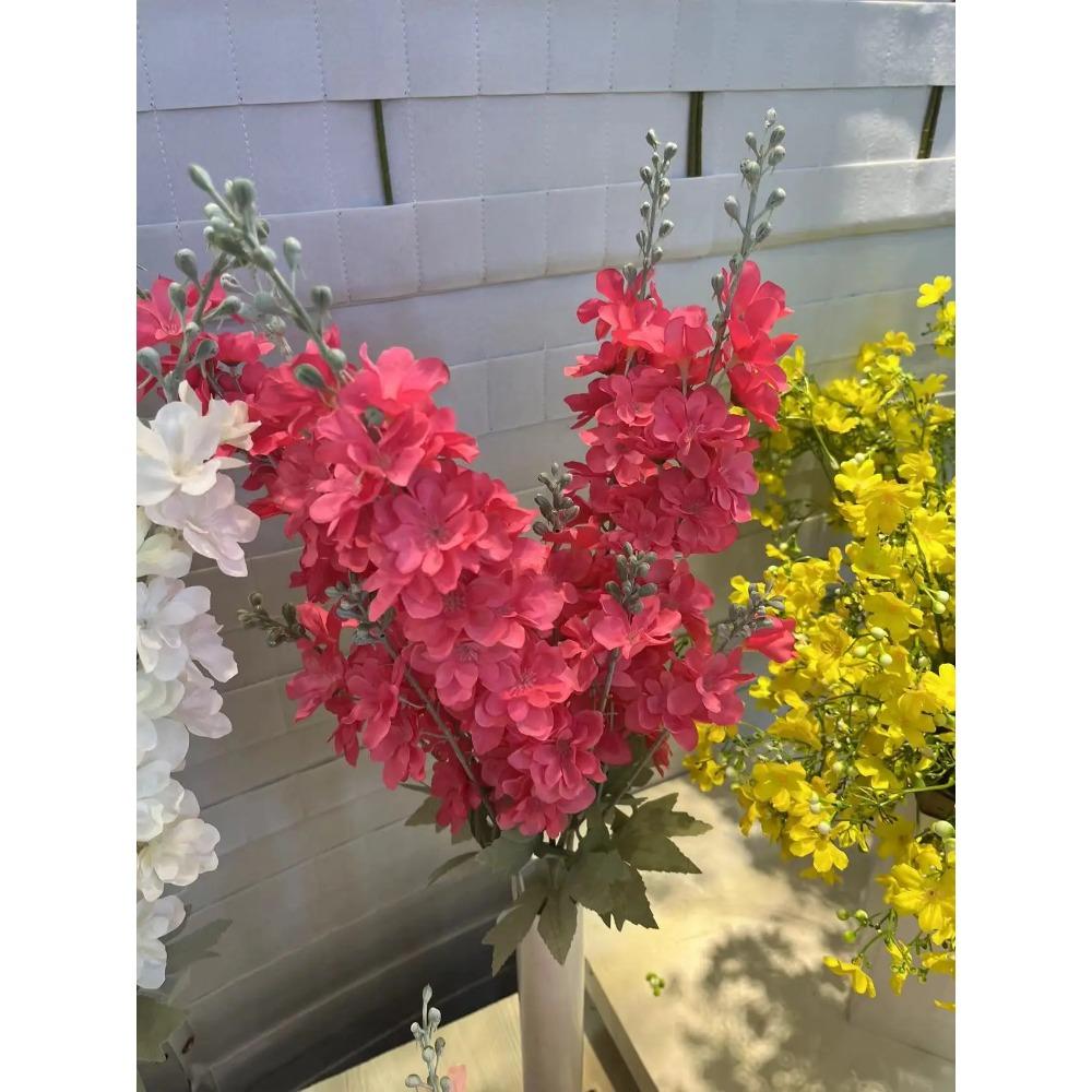 Искусственные флокированные дельфиниумы, имитация цветов, свадебная цветочная композиция, двузубый крупный дельфиниум, украшение для отеля, искусственный ф