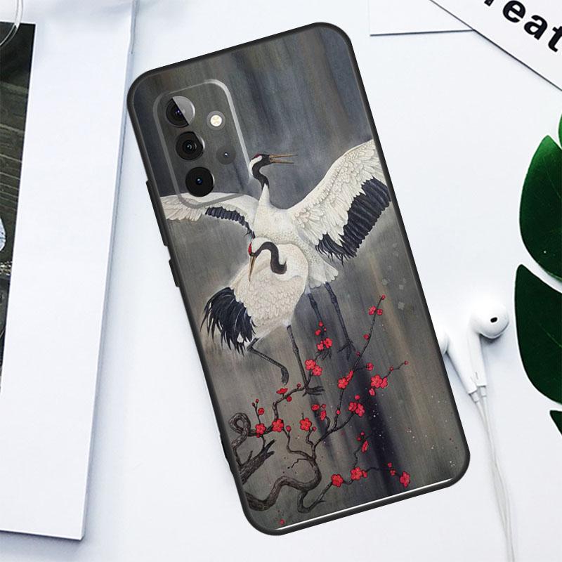 Чехол для телефона Samsung Galaxy A06 A05 A16 A54 A34 A14 A55 A35 A15 A53 A33 A13 A22 A32 A52 с рисунком Журавля