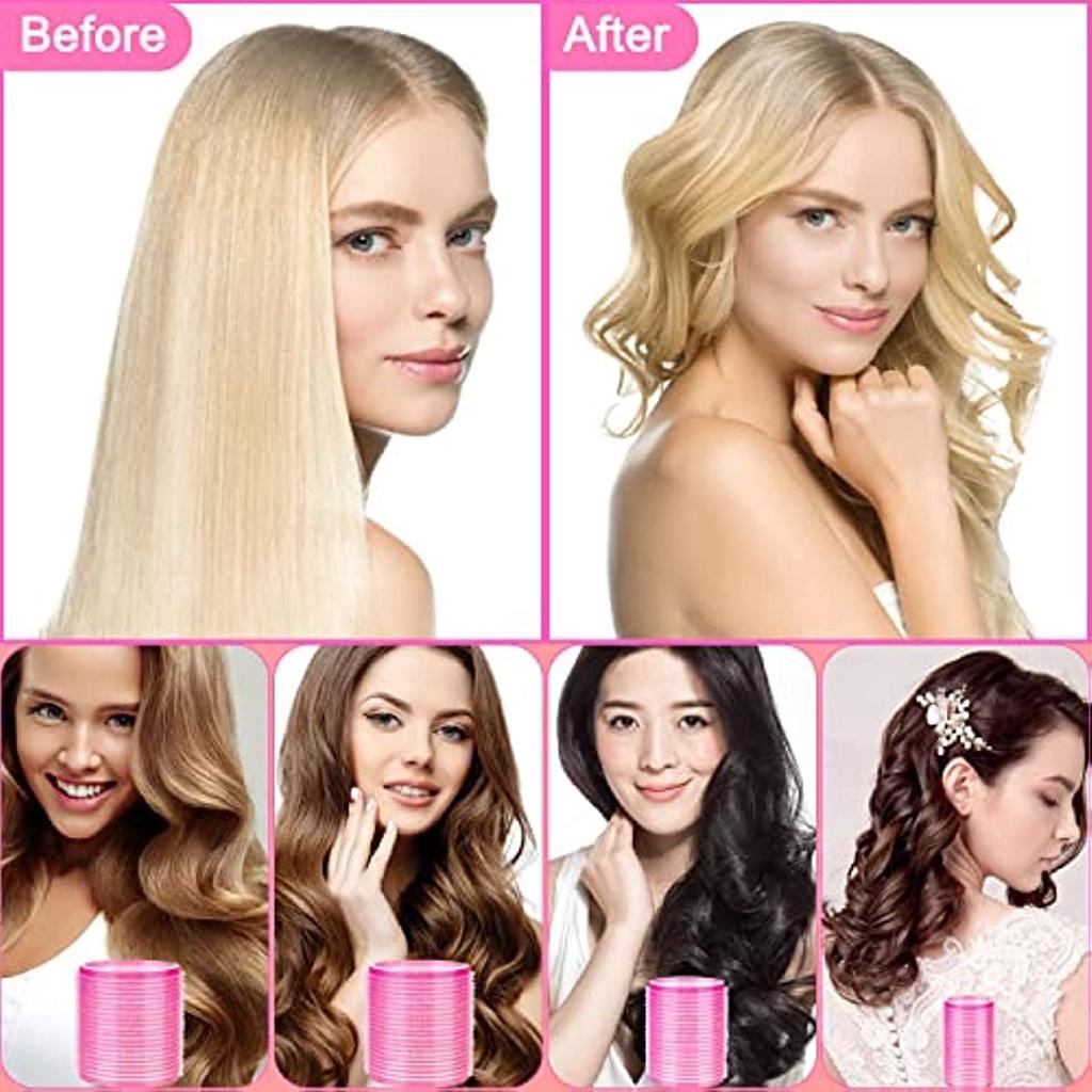 30 шт. большие бигуди, розовые бигуди для коротких волос, бигуди для длинных волос 44 мм, 36 мм, 25 мм, бигуди, с 12 зажимами для утиного клюва, подходят для женщин и детей