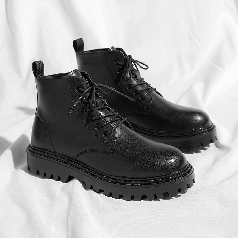 Модные мужские повседневные деловые офисные туфли на платформе из натуральной кожи ковбойские весенне-осенние ботинки джентльменские красивые ботильоны мужские