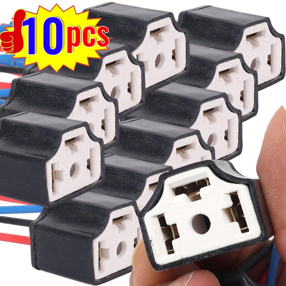 10/6/4/2pcs Car Bulb Lampholder 3-hole Ceramic H4 Wire Wiring Car Headlight Bulb Light Beam Socket Plug Auto Light Accessories