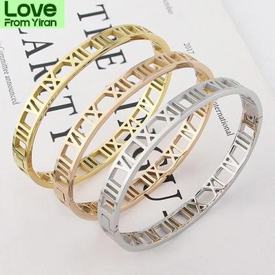 Продаем классический дизайн 3 цвета красивые и элегантные полые римские цифры браслеты и браслеты из нержавеющей стали для женщин