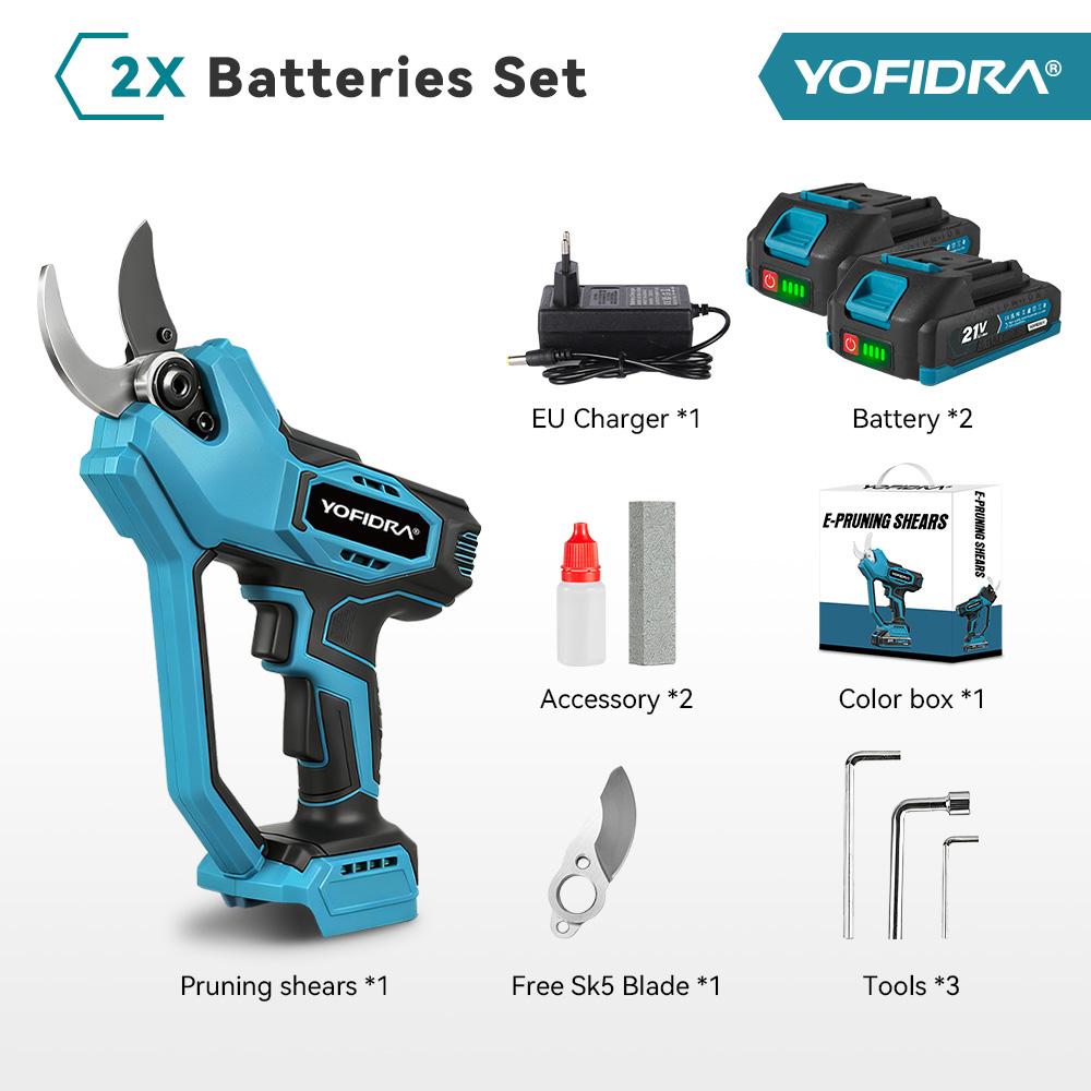 Yofidra 60 мм AI Управление передачами Бесщеточный электрический секатор Аккумуляторный для обрезки деревьев бонсай Электрические ножницы для аккумулятора Makita 21V