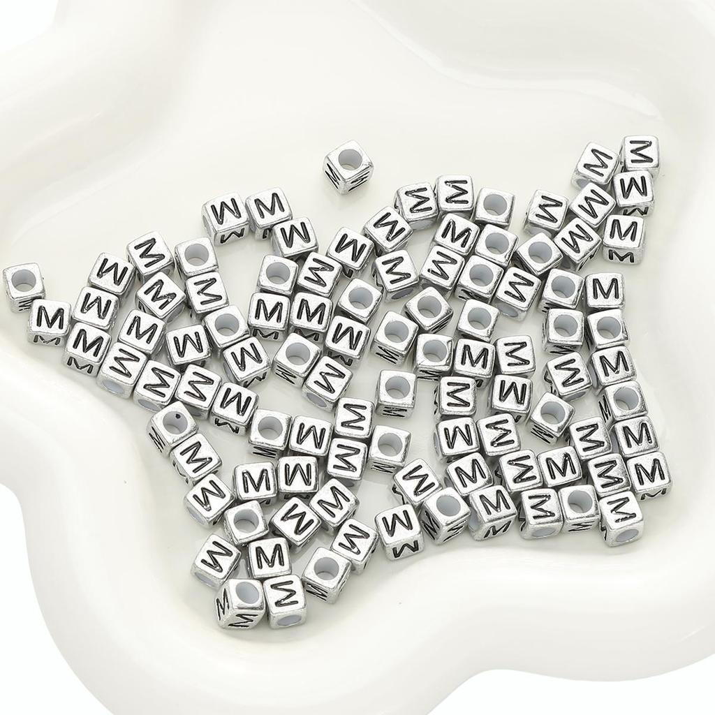 Acrylic English Letter Cube Beads For DIY Necklace Bracelet Earrings Jewelry Making Craft Accessories