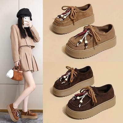 Ретро лоферы на платформе, одинарная обувь, женские, ранняя осень, новая мода, универсальные, маленькие, всеобъемлющие