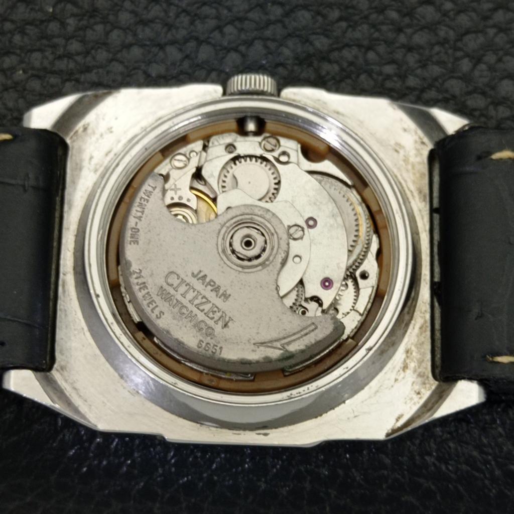 USED CITIZEN AUTOMATIC 6651 JAPAN BOY DAY&DATE WHITE COLOR DIAL WATCH A432217-2 R110-a432217