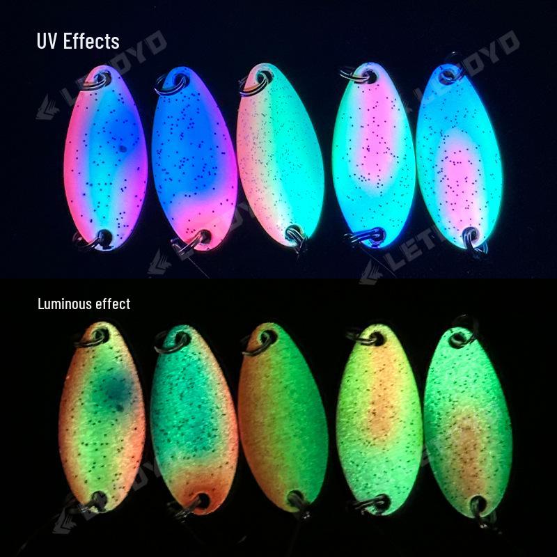 LETOYO UV Glow Sequin Lure: 2.5g & 3.5g Spoon Copper Bait for Long Cast Trout & Mackerel Fishing.
