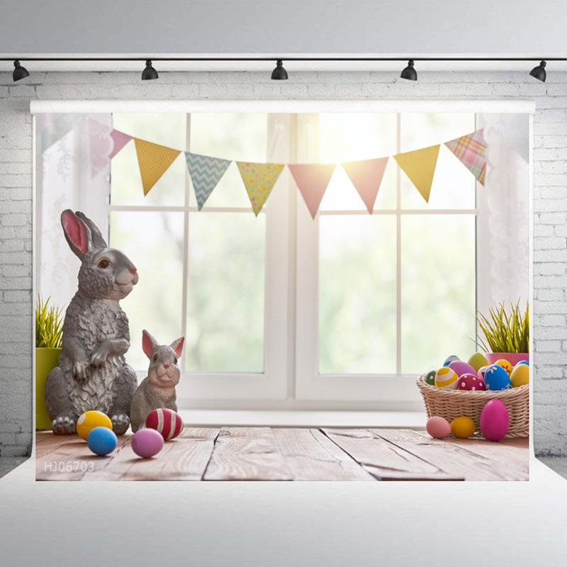 Пасхальный фон для вечеринки, фон для фотосъемки, кролик, цветные яйца, реквизит для детской фотостудии