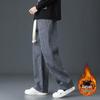 Men's Fleece-Lined Corduroy Sweatpants - Casual Loose Straight-Leg for All Seasons