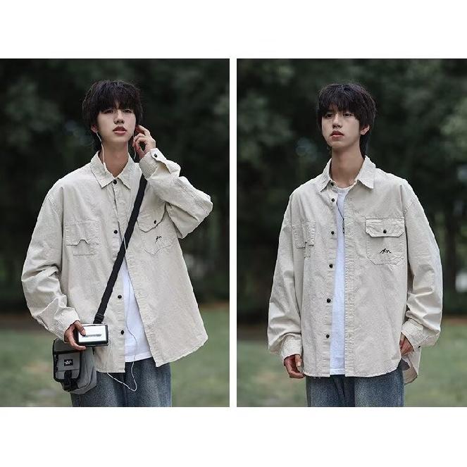 Spring New Hong Kong Style Trendy Retro Casual Long-Sleeved Shirt Men's Loose All-Matching Fashion Brand Japanese Style Shirt Men's and Women's