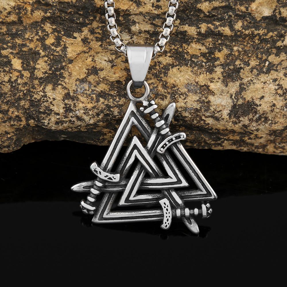 Titanium Steel Triangle Pendant Retro Men's Personality Trend Stainless Steel Necklace Jewelry
