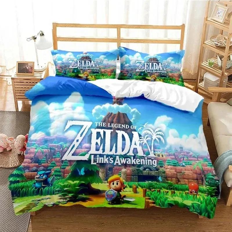 Мультяшный комплект постельного белья из серии Zelda Пододеяльник Набор для кровати Покрывало Наволочка Одеяло кинг Квин Для мальчиков Взрослый Комплект постельного белья