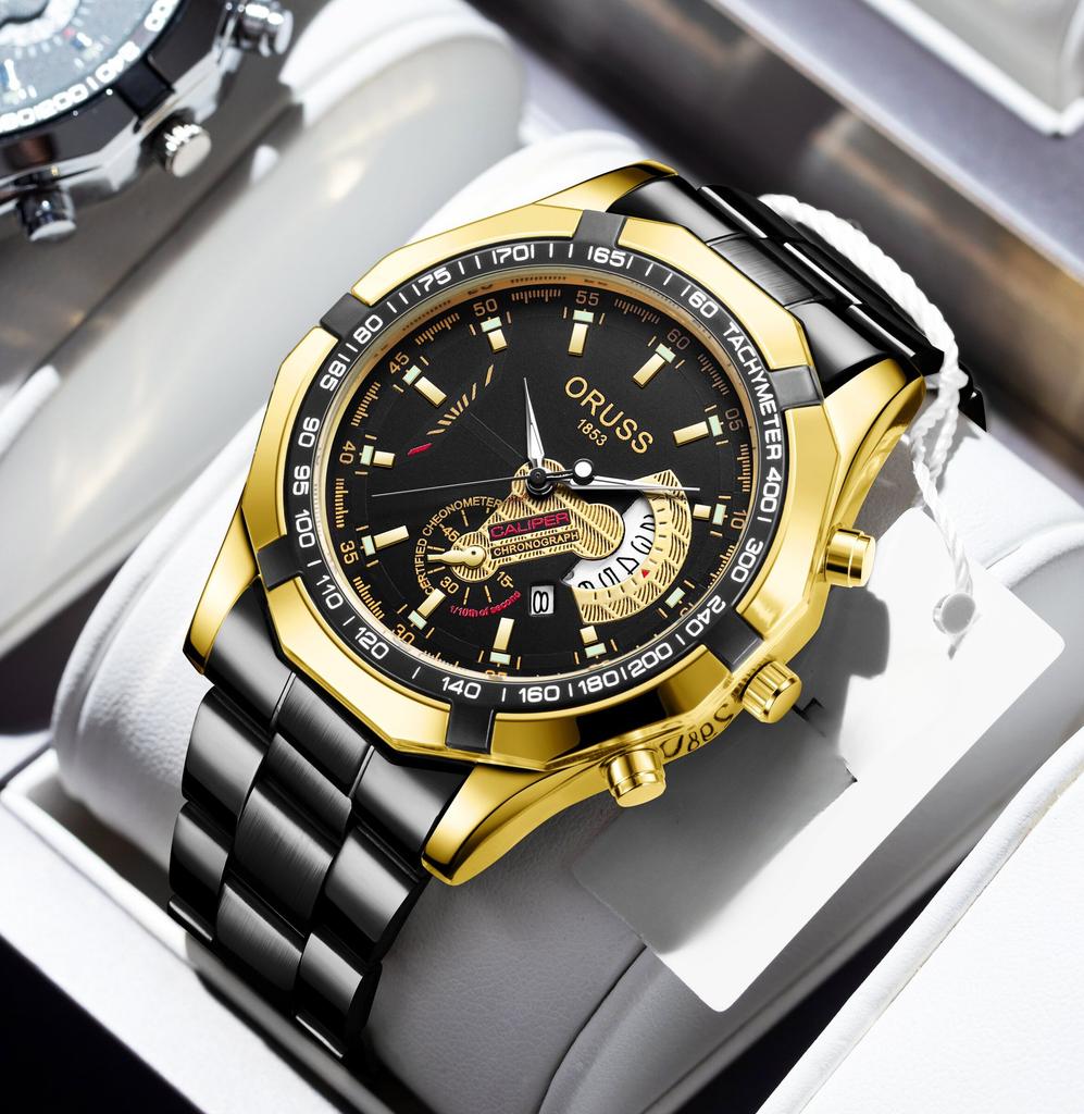 Men's Quartz Watch Large Dial Steel Band Waterproof Luminous Male Wristwatch for Daily Wear Office Business Travel Outdoor Boy