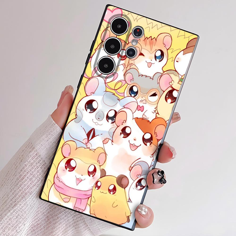 Хамтаро Милый Хомяк Каваи Милый Чехол для Телефона Для Samsung Серии S S22 S23 S24 S25 FE Plus Ultra ТПУ Мягкий Приятный для Кожи Чехол